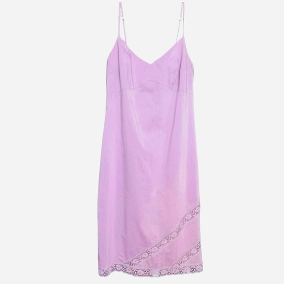 J. Crew Dresses & Skirts - VTG J.Crew Lilac Cotton-Blend Slip Dress SZ 6 Y2K Fairy Coquette Minimalist Lace